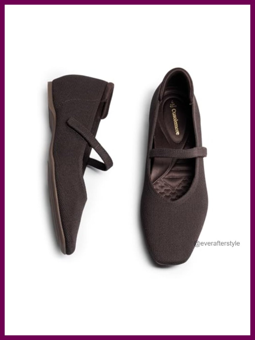 Mary Jane Flats with Arch Support Concealed Wedge Heel Square Toe Knit Comfort